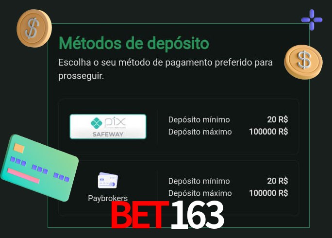 O cassino Bet163 oferece uma grande variedade de métodos de pagamento